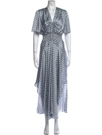 Pre-owned Maje Printed Long Dress In White