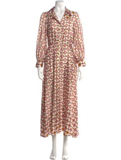 Pre-owned Maje Printed Long Dress In White