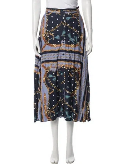 Pre-owned Maje Printed Long Skirt In Blue