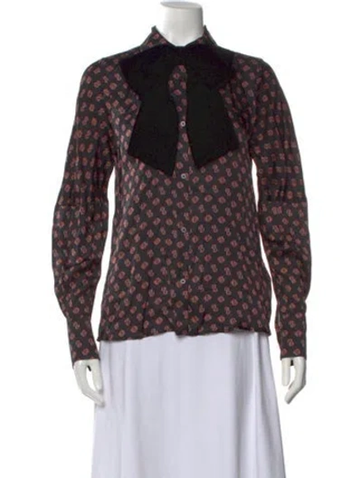 Pre-owned Maje Printed Long Sleeve Blouse In Black