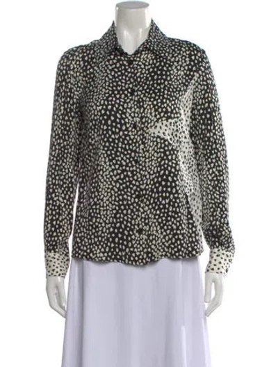 Pre-owned Maje Printed Long Sleeve Blouse In Black
