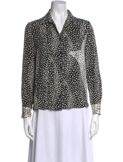 Pre-owned Maje Printed Long Sleeve Blouse In Black