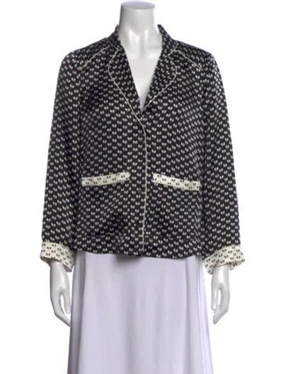 Pre-owned Maje Printed Long Sleeve Blouse In Black