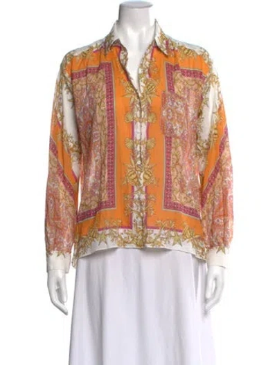 Pre-owned Maje Printed Long Sleeve Blouse In Orange