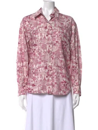 Pre-owned Maje Printed Long Sleeve Blouse In Pink