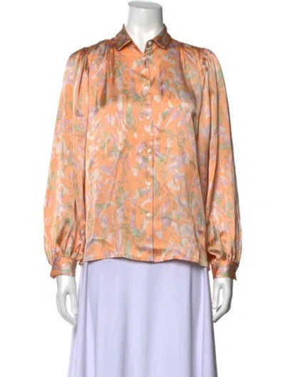 Pre-owned Maje Printed Long Sleeve Blouse W/ Tags In Multicolor