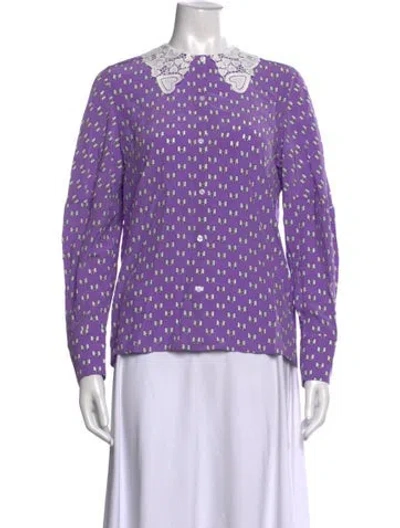 Pre-owned Maje Printed Long Sleeve Blouse W/ Tags In Purple