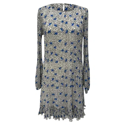 Maje Printed Long Sleeve Mini Dress In Multicolor Polyester