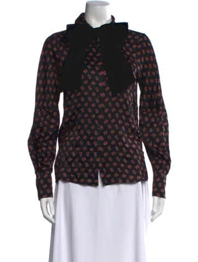 Pre-owned Maje Printed Long Sleeve Top In Black