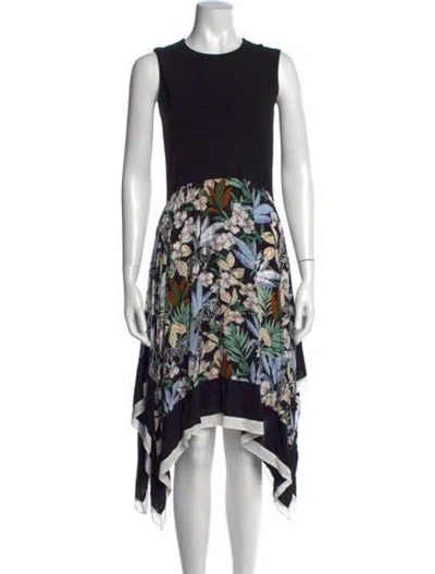 Pre-owned Maje Printed Midi Length Dress In Black