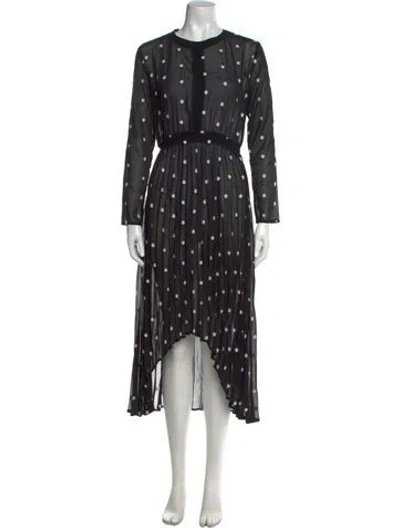 Pre-owned Maje Printed Midi Length Dress In Black