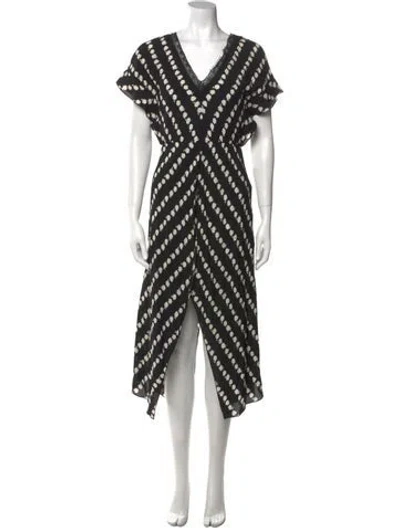 Pre-owned Maje Printed Midi Length Dress In Black