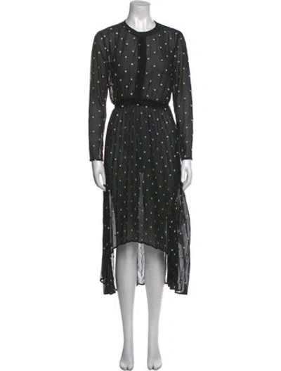 Pre-owned Maje Printed Midi Length Dress In Black