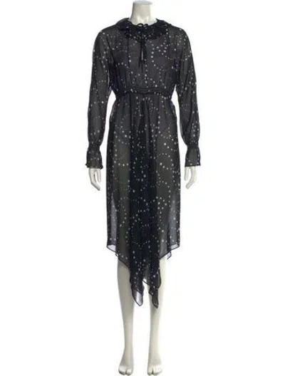 Pre-owned Maje Printed Midi Length Dress In Black