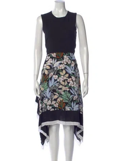 Pre-owned Maje Printed Midi Length Dress In Black