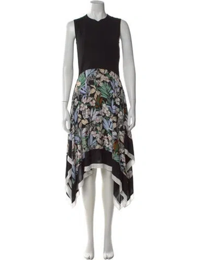 Pre-owned Maje Printed Midi Length Dress In Black