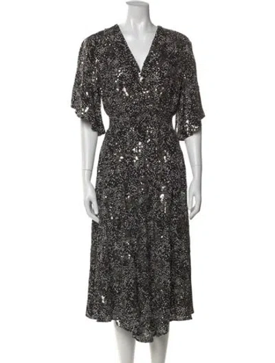 Pre-owned Maje Printed Midi Length Dress In Black
