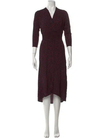 Pre-owned Maje Printed Midi Length Dress In Black