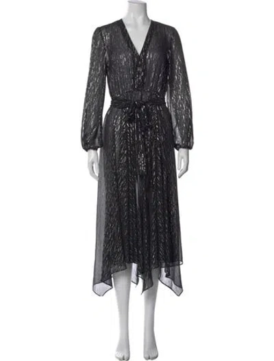 Pre-owned Maje Printed Midi Length Dress In Black
