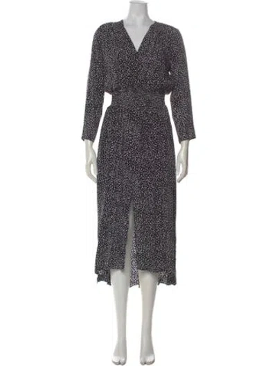 Pre-owned Maje Printed Midi Length Dress In Black