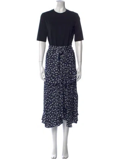 Pre-owned Maje Printed Midi Length Dress In Blue