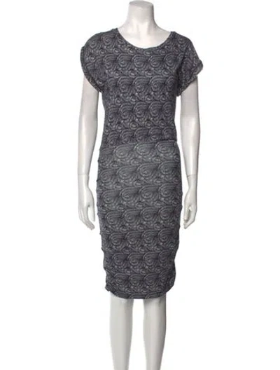 Pre-owned Maje Printed Midi Length Dress In Blue