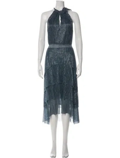 Pre-owned Maje Printed Midi Length Dress In Blue