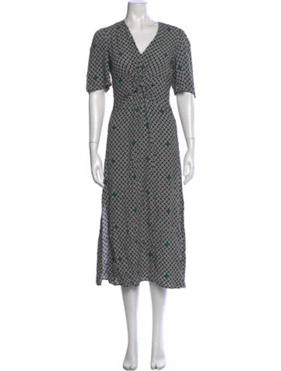 Pre-owned Maje Printed Midi Length Dress In Green