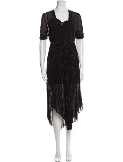 Pre-owned Maje Printed Midi Length Dress In Multi