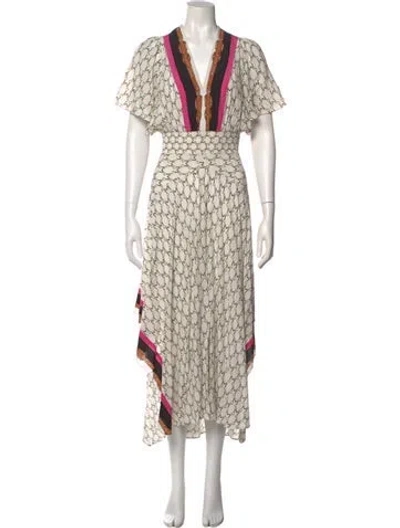 Pre-owned Maje Printed Midi Length Dress In Neutral