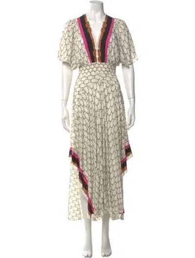 Pre-owned Maje Printed Midi Length Dress In Neutral