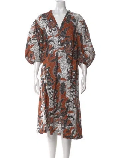 Pre-owned Maje Printed Midi Length Dress In Orange