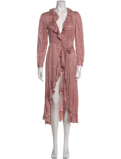 Pre-owned Maje Printed Midi Length Dress In Pink