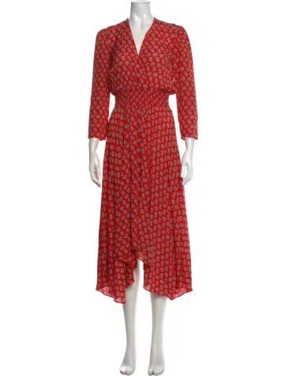 Pre-owned Maje Printed Midi Length Dress In Red