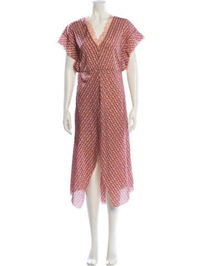 Pre-owned Maje Printed Midi Length Dress W/ Tags In Pink