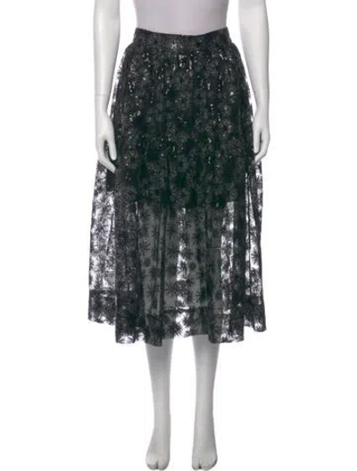 Pre-owned Maje Printed Midi Length Skirt In Black