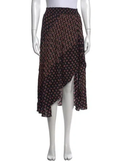 Pre-owned Maje Printed Midi Length Skirt In Black