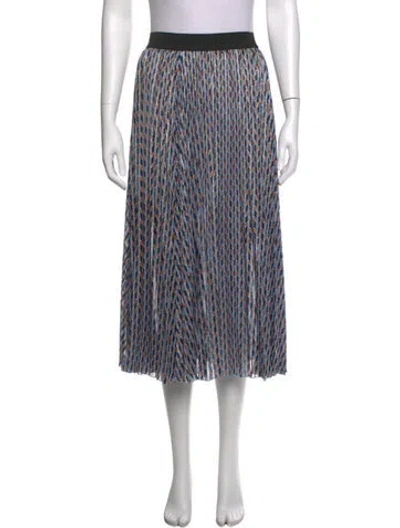 Pre-owned Maje Printed Midi Length Skirt In Blue/metallic