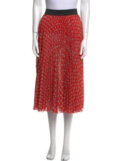 Pre-owned Maje Printed Midi Length Skirt In Red