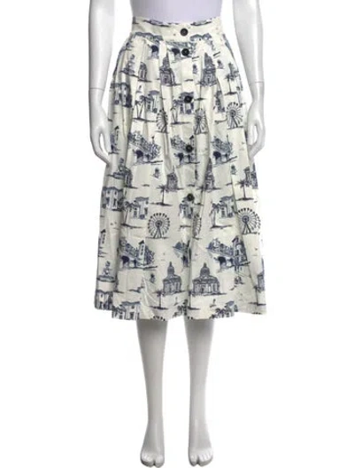 Pre-owned Maje Printed Midi Length Skirt W/ Tags In Blue
