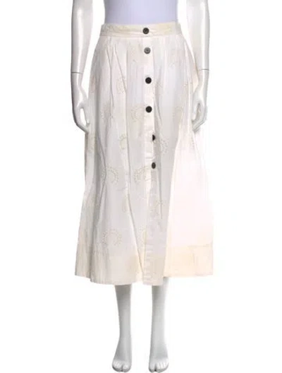 Pre-owned Maje Printed Midi Length Skirt In White