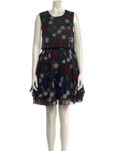 Pre-owned Maje Printed Mini Dress In Black