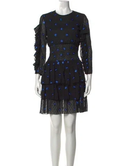 Pre-owned Maje Printed Mini Dress In Black