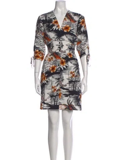 Pre-owned Maje Printed Mini Dress In Black