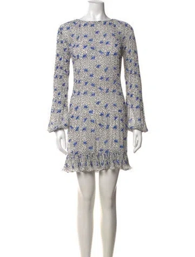 Pre-owned Maje Printed Mini Dress In Black/blue/white