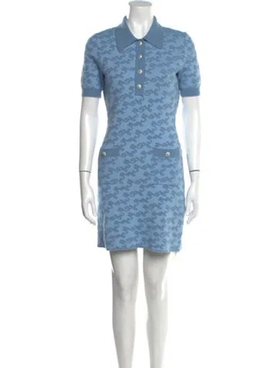 Pre-owned Maje Printed Mini Dress In Blue