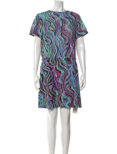 Pre-owned Maje Printed Mini Dress In Blue