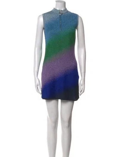 Pre-owned Maje Printed Mini Dress In Blue