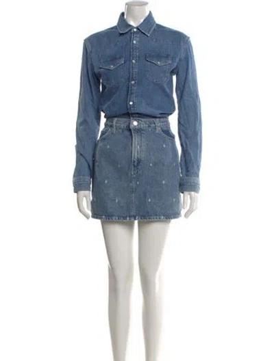 Pre-owned Maje Printed Mini Dress In Blue