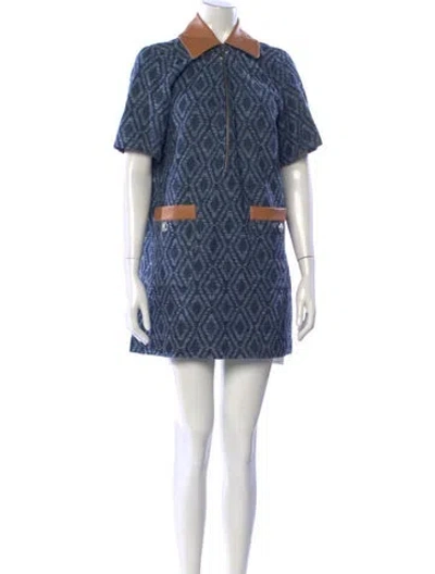 Pre-owned Maje Printed Mini Dress In Blue